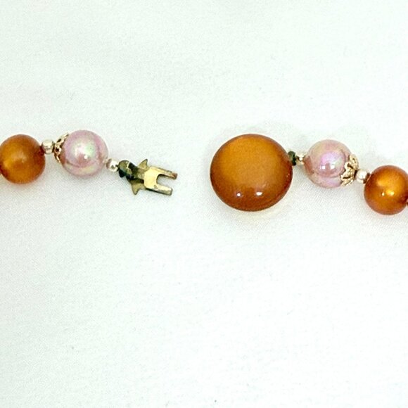 Vintage Moonglow Lucite/Thermoset and Pearlescent Beads Made in Japan Necklace - Picture 6 of 8